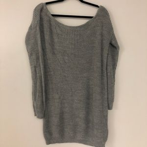 Grey Off-Shoulder Knit Mini Dress